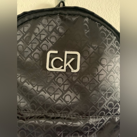 Calvin Klein Black Logo Print Unisex Backpack - Picture 3 of 10